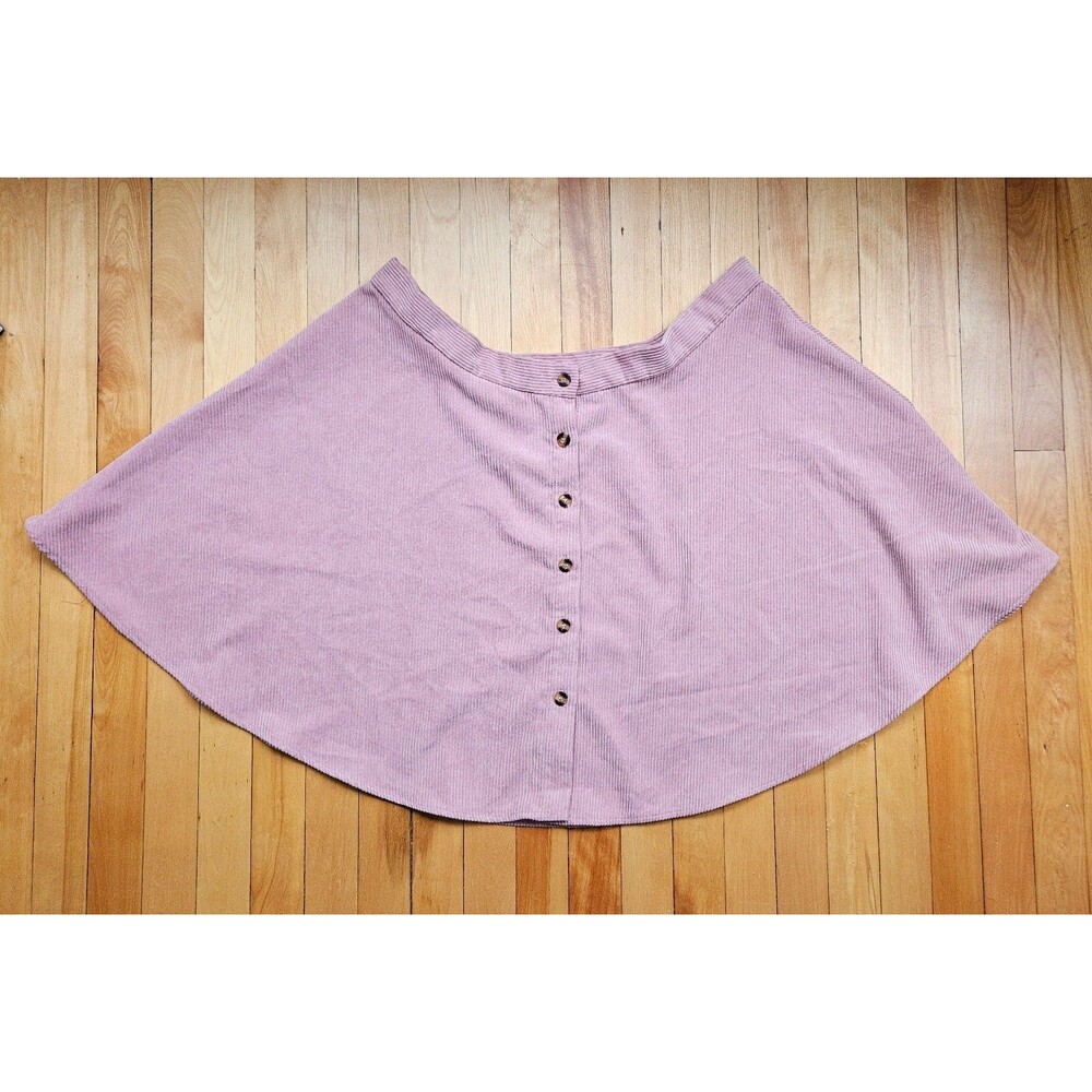 SHEIN Curve Womens 4XL Skirt Dusty Pink Corduroy Button Front A Line Flare Plus